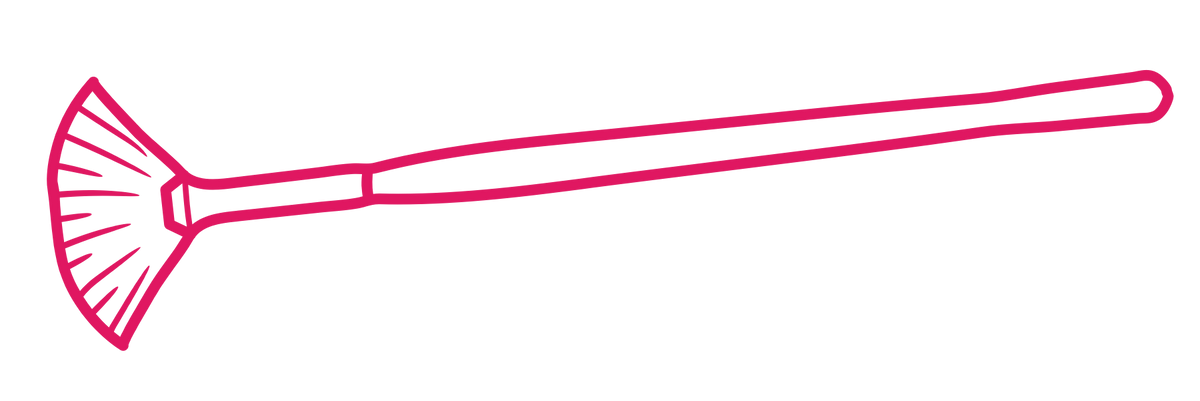 pink-handled fan brush icon on a white background